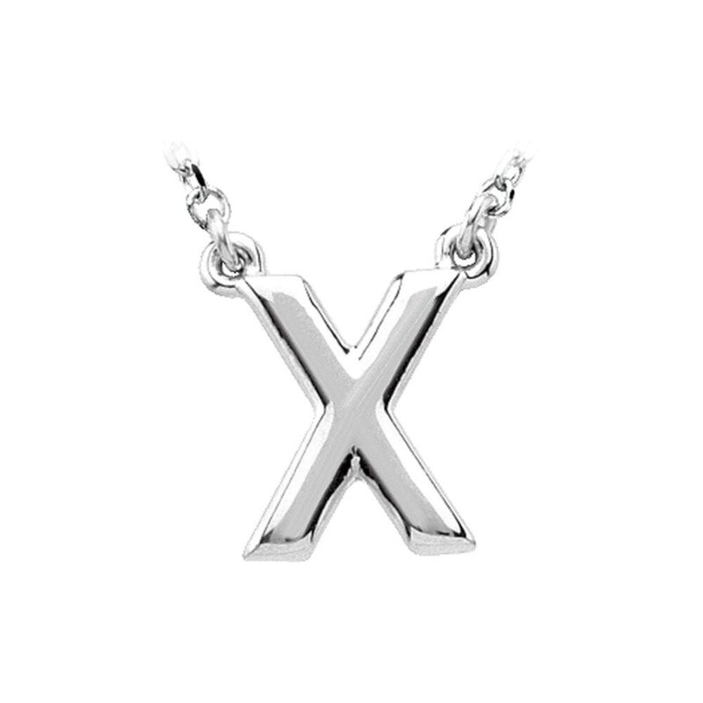 Sterling Silver, Kendall Collection, Block Initial X Necklace, 16 Inch